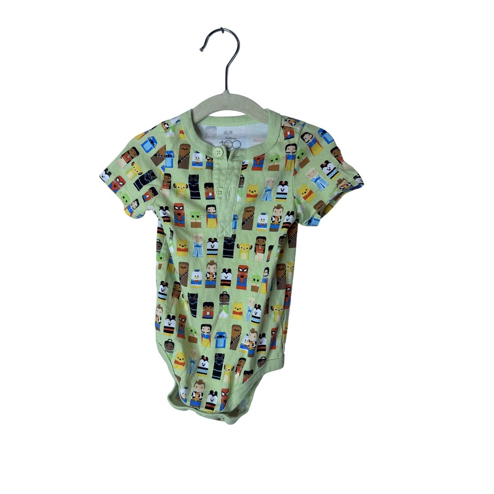 Disney 100 Romper Bodysuit Baby Girls 12-18 Months Green Character One Piece
